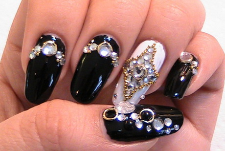 black-nails-with-design-88-17 Cuie negre cu design