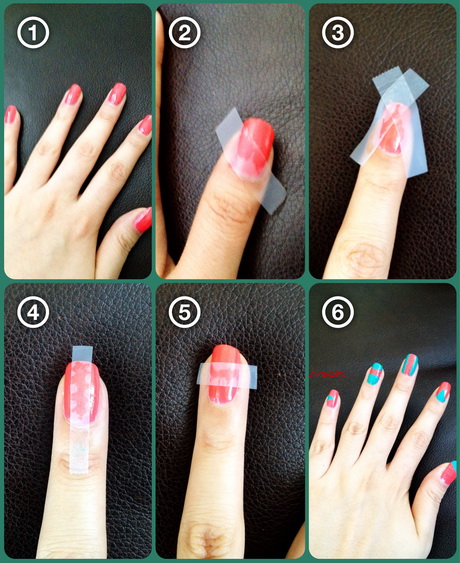 cute-nail-designs-with-tape-58-19 Modele drăguțe de unghii cu bandă