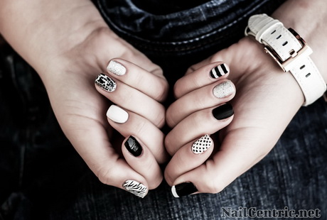 nail-art-grey-and-black-93-12 Nail art gri și negru
