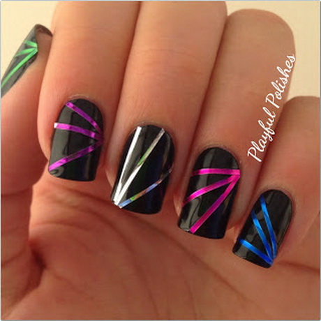 nail-design-with-tape-92-15 Design de unghii cu bandă