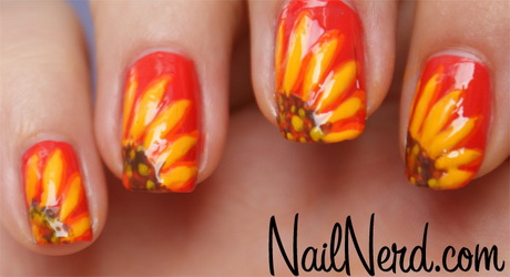 sunflower-nail-art-design-76-10 Floarea-soarelui nail art design