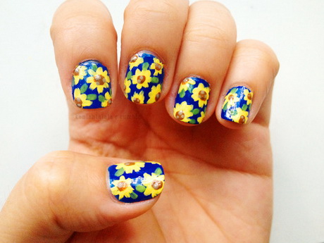 sunflower-nail-art-design-76-11 Floarea-soarelui nail art design