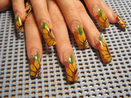 sunflower-nail-art-design-76-12 Floarea-soarelui nail art design