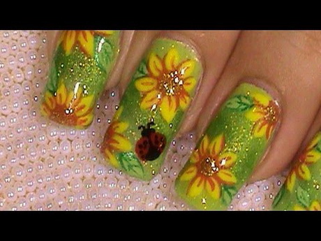 sunflower-nail-art-design-76-15 Floarea-soarelui nail art design