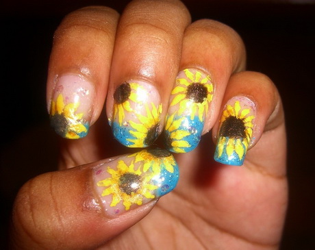 sunflower-nail-art-design-76-17 Floarea-soarelui nail art design