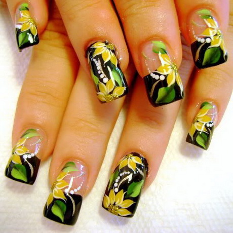 sunflower-nail-art-design-76-2 Floarea-soarelui nail art design