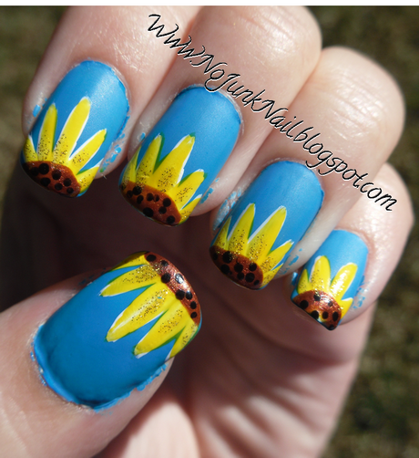 sunflower-nail-art-design-76-2 Floarea-soarelui nail art design