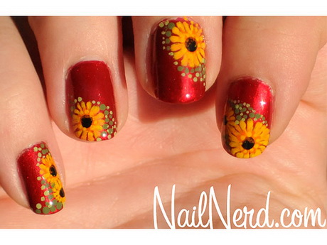 sunflower-nail-art-design-76-7 Floarea-soarelui nail art design