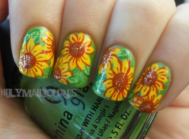 sunflower-nail-art-18-12 Floarea-soarelui nail art