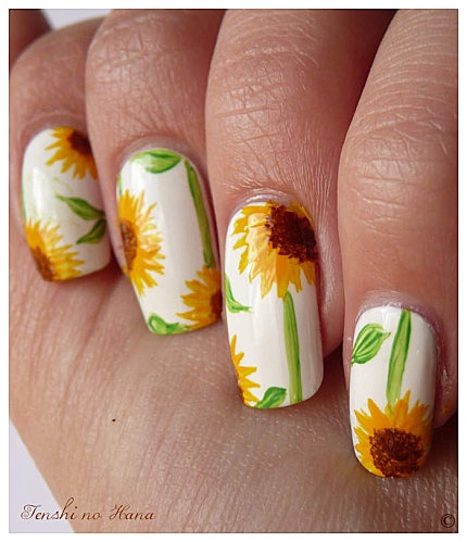 sunflower-nail-art-18-2 Floarea-soarelui nail art