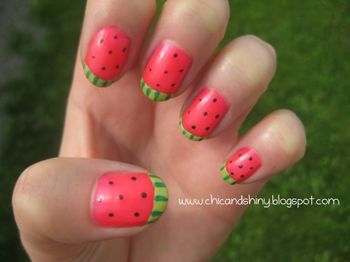 watermelon-nail-art-96-4 Pepene verde nail art