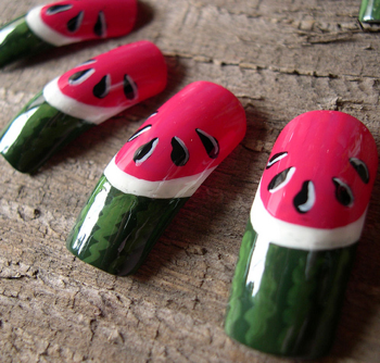 watermelon-nail-art-96 Pepene verde nail art