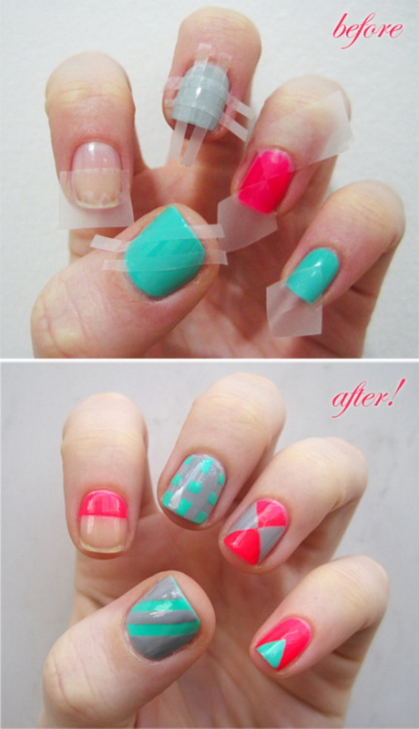 easy-nail-designs-using-tape-08-19 Modele ușoare de unghii folosind bandă