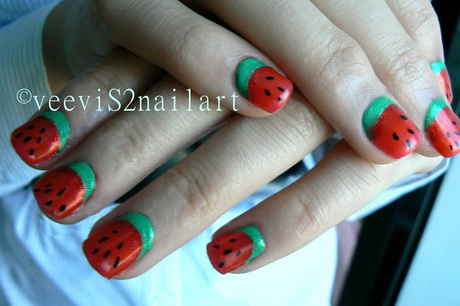 nail-art-watermelon-design-51_10 Nail Art pepene verde design