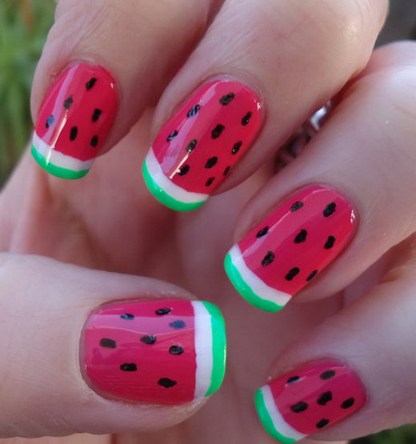 nail-art-watermelon-design-51_12 Nail Art pepene verde design