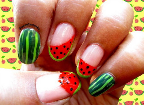 nail-art-watermelon-design-51_13 Nail Art pepene verde design