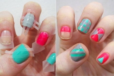 easy-nail-designs-with-tape-44_7 Design ușor de unghii cu bandă