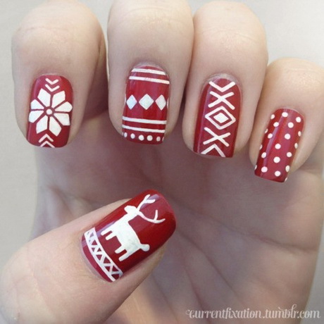 simple-christmas-nail-art-designs-07 Modele simple de unghii de Crăciun