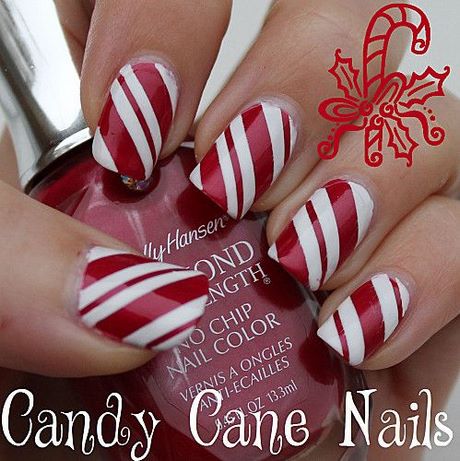 christmas-nails-candy-cane-32 Crăciun cuie bomboane de trestie de zahăr