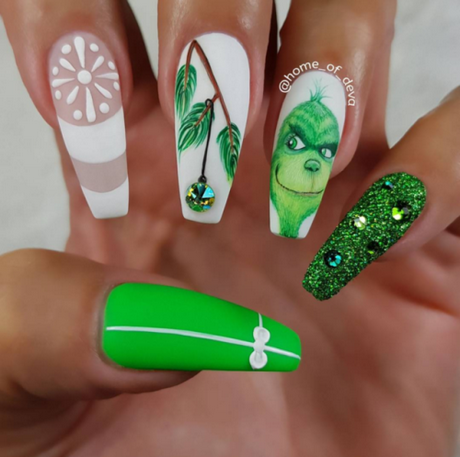 grinch-christmas-nails-93 Grinch cuie de Crăciun