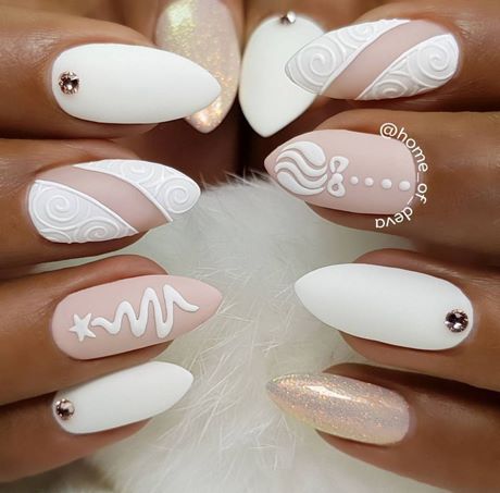 white-xmas-nails-28 Alb cuie de Crăciun