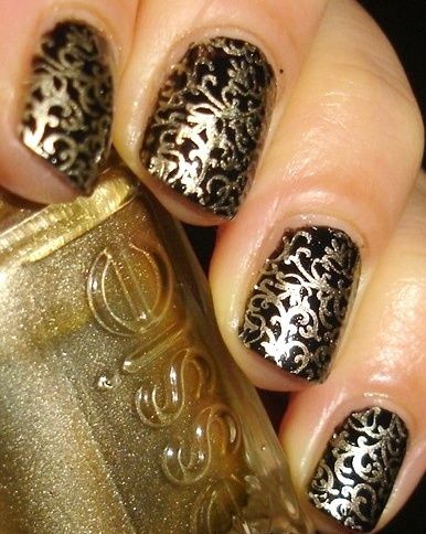 black-and-gold-nail-art-designs-76_6 Modele de unghii negre și aurii