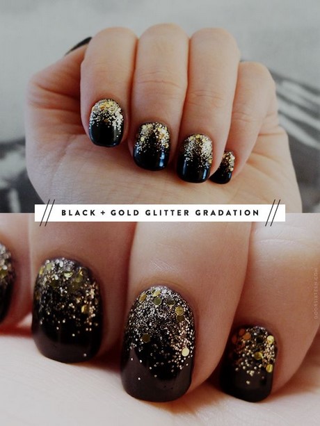 black-and-gold-nail-art-designs-76_9 Modele de unghii negre și aurii