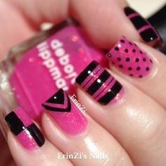 black-and-pink-nail-art-66_14 Negru și roz nail art