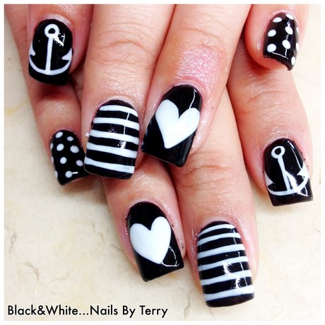 black-and-white-gel-nail-designs-89_7 Modele de unghii cu gel alb-negru