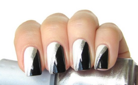 black-white-silver-nail-designs-16_16 Negru alb argintiu unghii modele