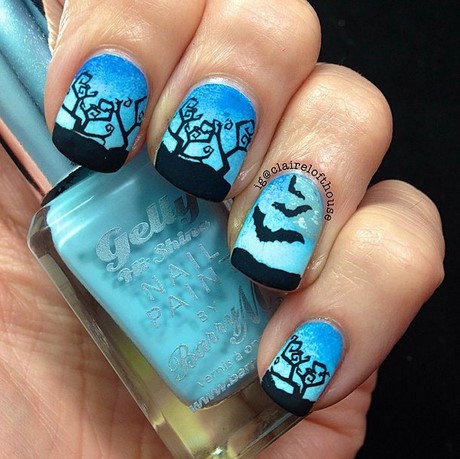 blue-halloween-nails-67 Albastru unghii de halloween