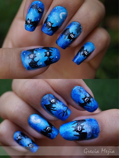 blue-halloween-nails-67_5 Albastru unghii de halloween