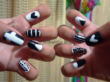 cute-black-and-white-nails-33_14 Drăguț unghii alb-negru