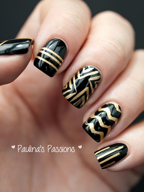 golden-and-black-nail-art-84_8 Aur și negru nail art