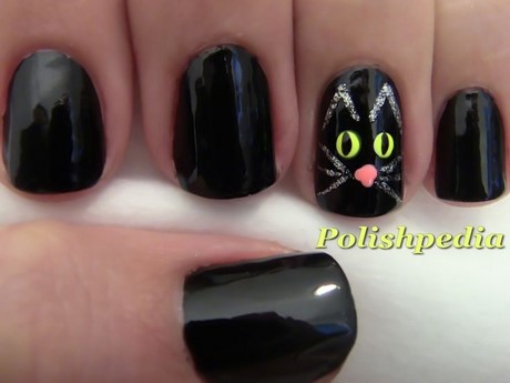 Modele de unghii pentru pisici de Halloween