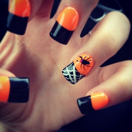 halloween-nail-art-orange-and-black-40_13 Halloween nail art portocaliu și negru