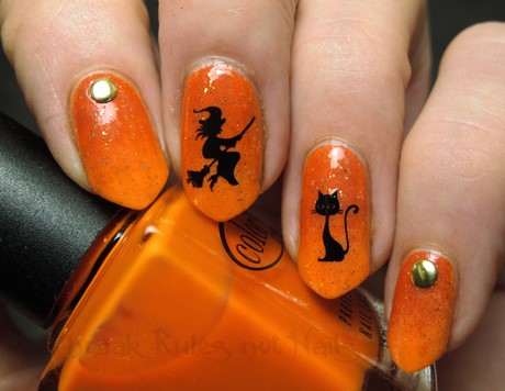 halloween-nail-art-orange-and-black-40_14 Halloween nail art portocaliu și negru
