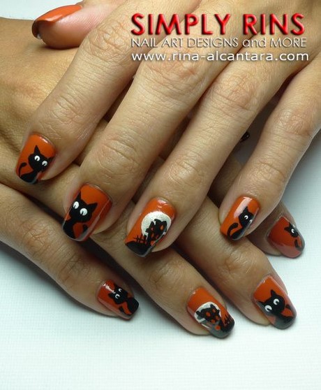 halloween-nail-art-orange-and-black-40_15 Halloween nail art portocaliu și negru