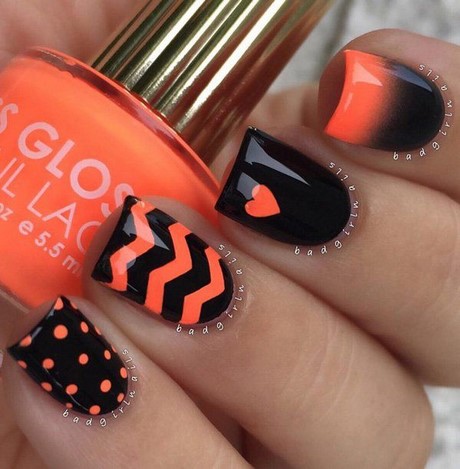 halloween-nail-art-orange-and-black-40_19 Halloween nail art portocaliu și negru