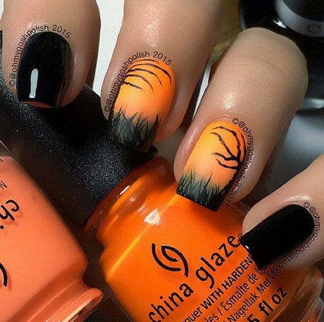 halloween-nail-art-orange-and-black-40_3 Halloween nail art portocaliu și negru