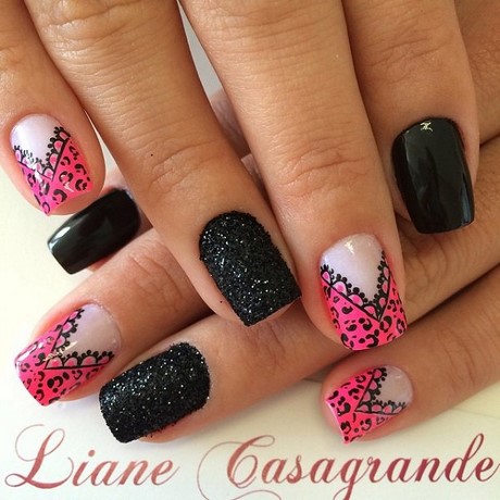 pink-and-black-nail-art-designs-56_19 Modele de unghii roz și negru