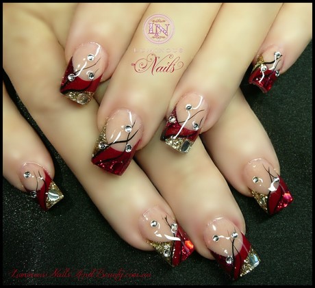 red-and-gold-nail-designs-91_10 Modele de unghii roșii și aurii