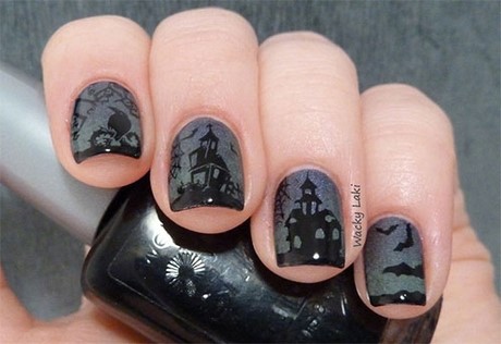 short-halloween-nails-80 Unghii scurte de halloween