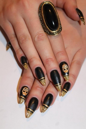 black-and-gold-pointy-nails-93_10 Negru și auriu cuie ascuțite