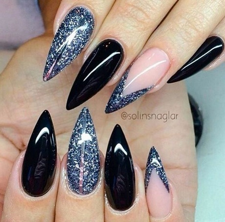 black-glitter-stiletto-nails-29_13 Negru sclipici stiletto Cuie