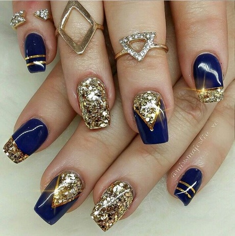 blue-and-gold-nails-75_12 Unghii albastre și aurii