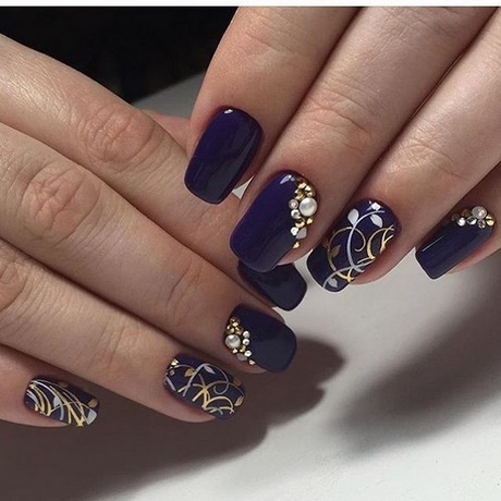 blue-and-gold-nails-75_9 Unghii albastre și aurii