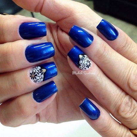 blue-color-nail-art-45 Culoarea albastră a unghiilor