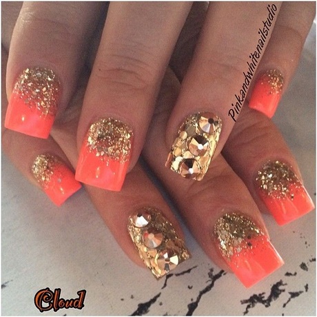 coral-and-gold-nail-designs-16_14 Modele de unghii de Coral și aur