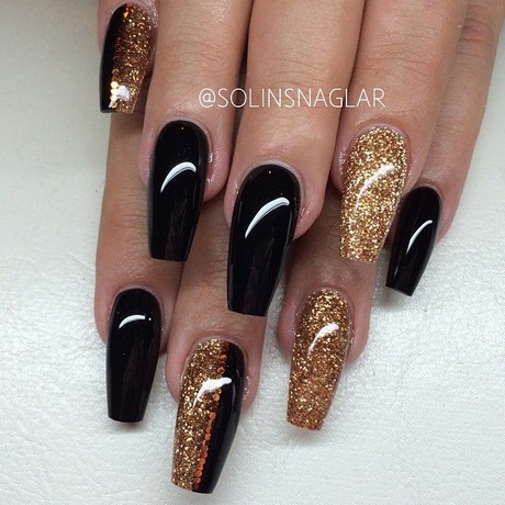 cute-black-and-gold-nails-60_5 Drăguț negru și aur cuie